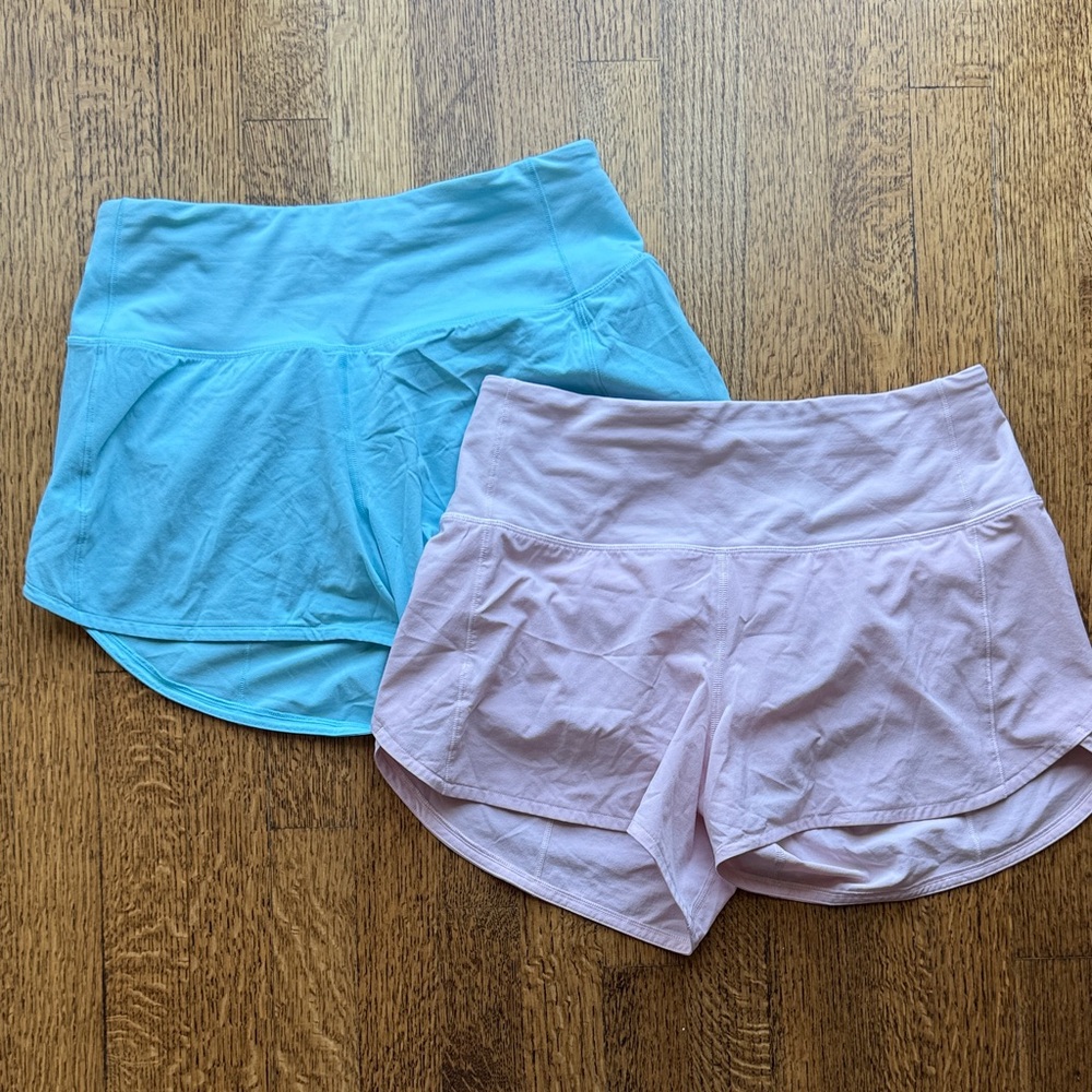 Lululemon Speed Up High Rise 2.5” Women's Blue and Pink Shorts Size 6 (2 pair)